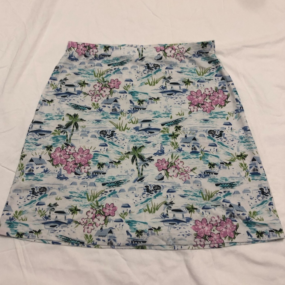 J. Jill Floral Pink White Tropical Vacation Skirt Size XS y2k